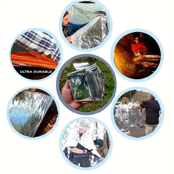 Emergency Blankets Outdoor Blanket, Reusable Thermal Blanket-Waterproof Gear Insulated Reflective, Perfect For Camping - Image 5