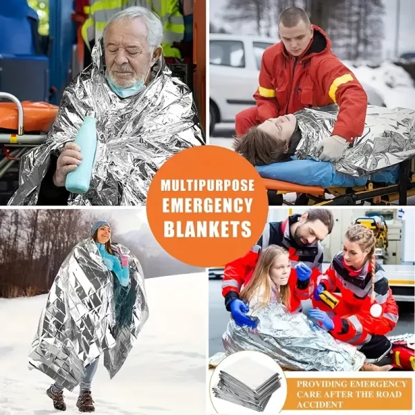 Emergency Blankets Outdoor Blanket, Reusable Thermal Blanket-Waterproof Gear Insulated Reflective, Perfect For Camping - Image 7