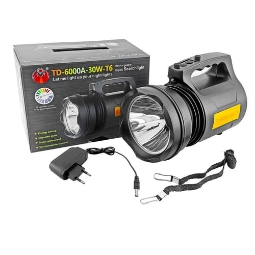 Bb-6000A 30W-T6 Torchlight Rechargeable Digital Searchlight Emergency Light