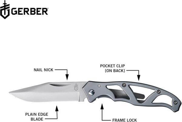 Gerber Gear Paraframe Mini Pocket Knife, 2.2" Fine Edge Small EDC Folding Knife with Safety Lock for Everyday Carry, Gifts for Men, Stainless Steel - Image 2