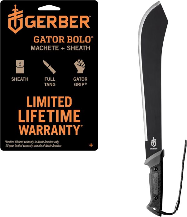 Gerber Gear Gator Bolo 22" Gardening Machete, Full Tang Knife with Plain Edge, Gator Grip and Protective Sheath