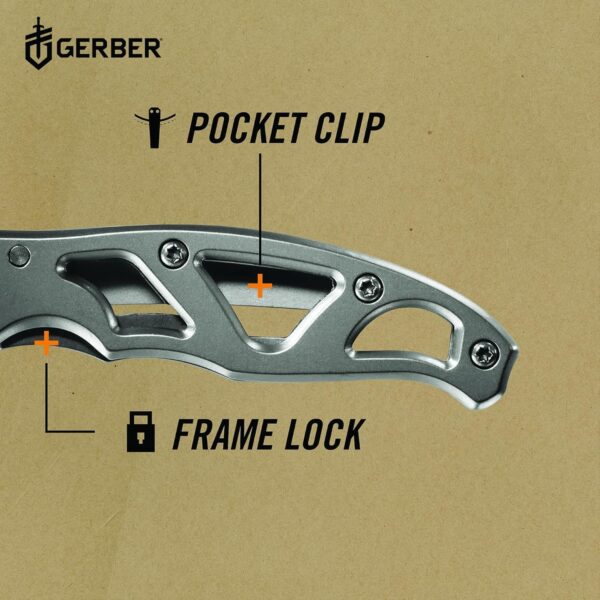 Gerber Gear Paraframe Mini Pocket Knife, 2.2" Fine Edge Small EDC Folding Knife with Safety Lock for Everyday Carry, Gifts for Men, Stainless Steel - Image 6