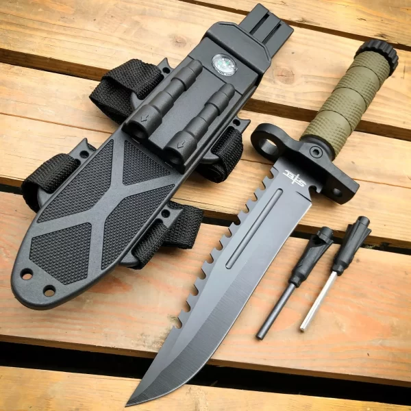 Military Tactical Survival Knife w/ Fire Starter 12.5" - Image 5