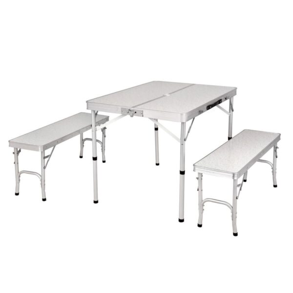 Portable Aluminum Folding Table with Benches