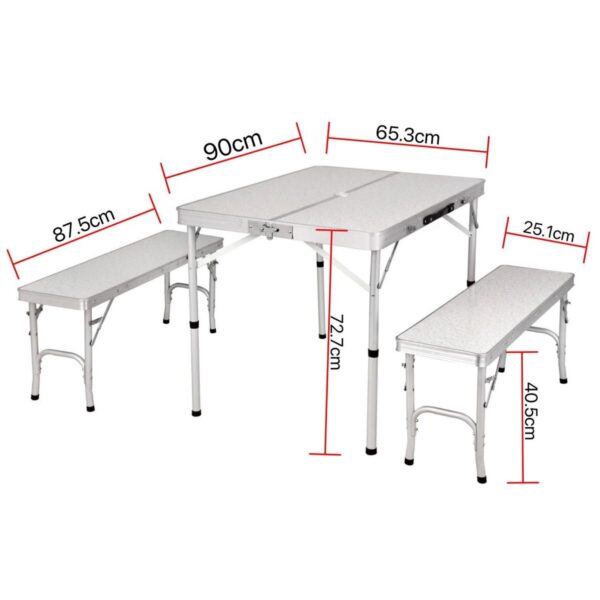 Portable Aluminum Folding Table with Benches - Image 5