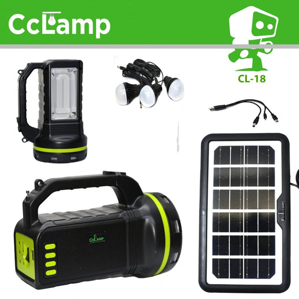 10W Camping Emergency. Solar Lightning System With 3 Bulbs Set Bluetooth Speaker/FM Radio, Mobile Charging Power Bank CCLAMP CL-18