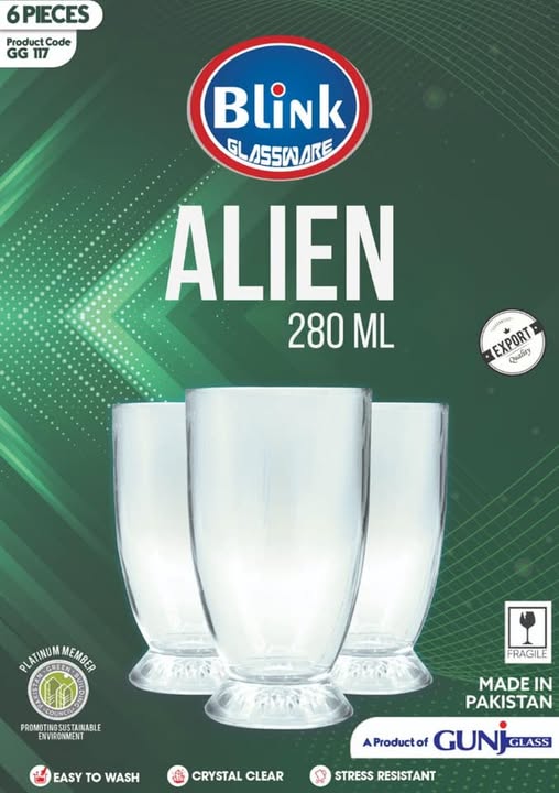 Ganj Glassware Alien 280ML 6 Pieces